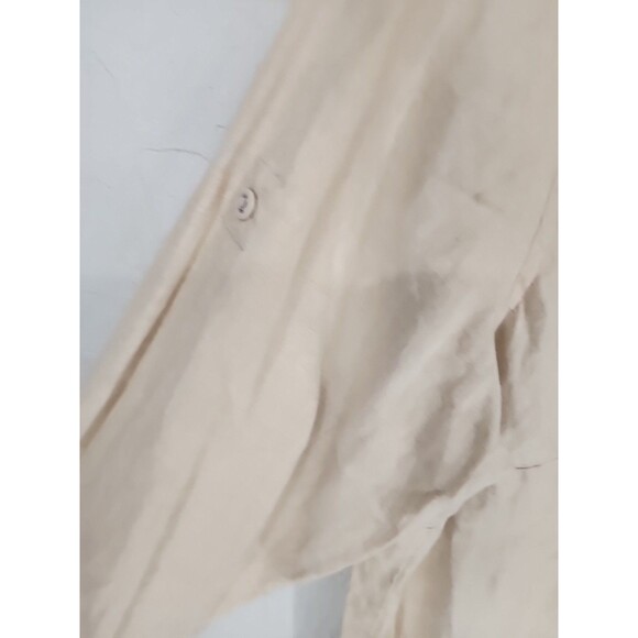 Earth Tones Muted Neutral Linen Button Down Shirt Casual Coastal Charter Cub 18W - Picture 3 of 6